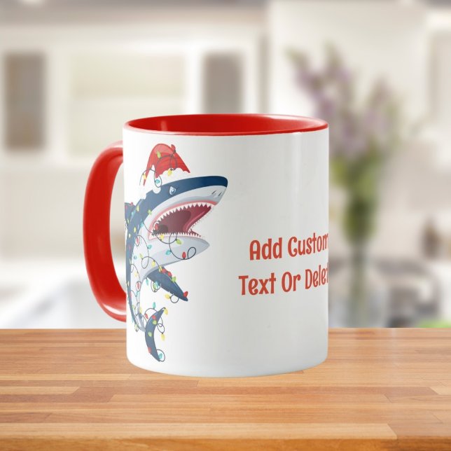 Caneca Papais noeis Tubarões de Natal Sharkmas Tree Xmas (Criador carregado)