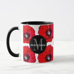 Caneca Papéis vermelhos adicionam seu nome e inicial