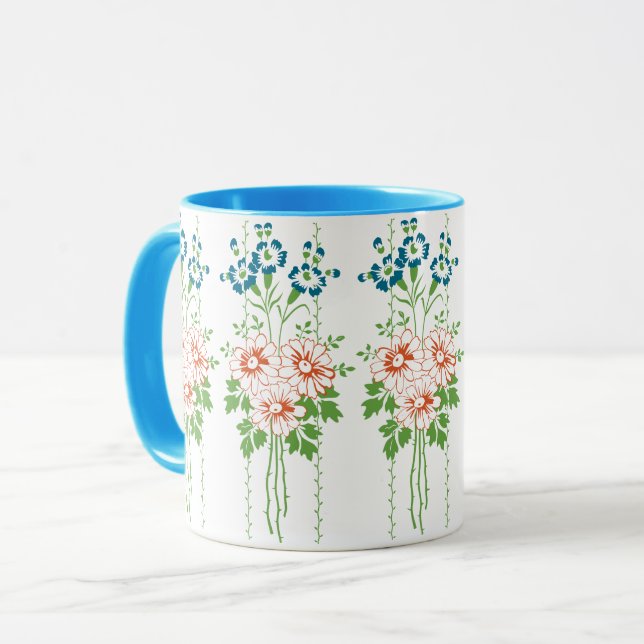 Caneca Papel de parede barroco com buquê de flores (Frente Esquerda)