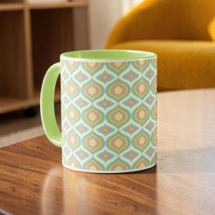Caneca Papel de Parede Geométrico Pastel dos Anos 70 Retr