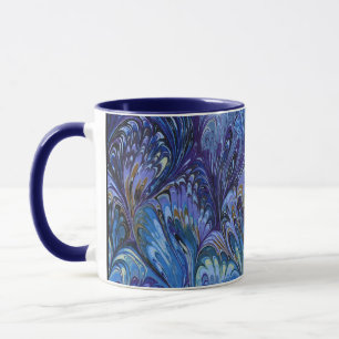 CANECA PAPEL MARCADO,PADRÃO DE PAZ AZUL ABSTRATO,PEDAÇOS