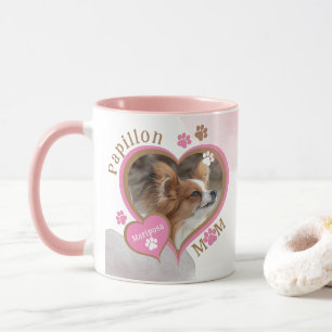 Caneca Papillon Mãe Personaliza Foto e Nome do Cão