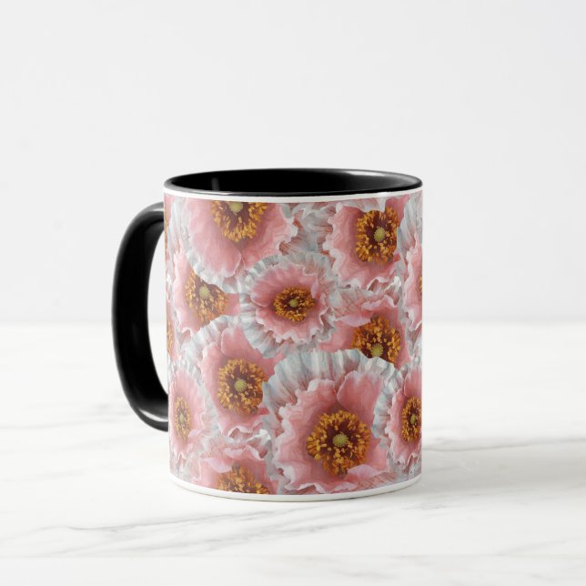 Caneca papoulas rosa (Frente Esquerda)
