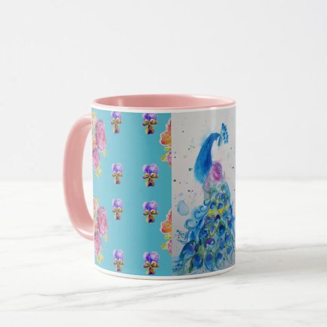 Caneca Paquicoca Azul Pintor Aqua Rosa Mug (Frente Esquerda)