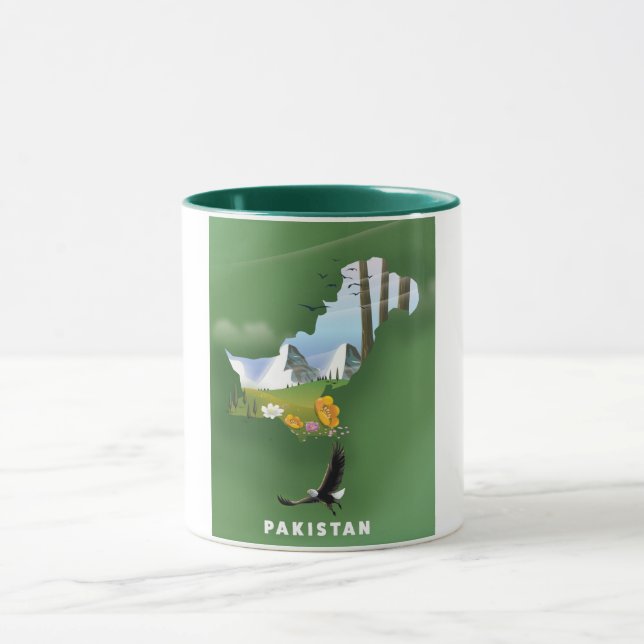 Caneca Paquistão ilustrou viagem mapa. (Centro)