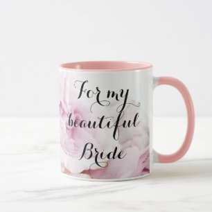 Caneca Para a minha linda noiva Bonito no Floral Rosa Ros