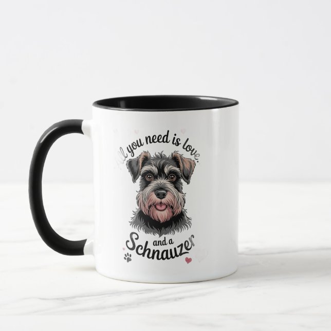 Caneca para Amante de Cachorro Schnauzer Fofo (Esquerda)