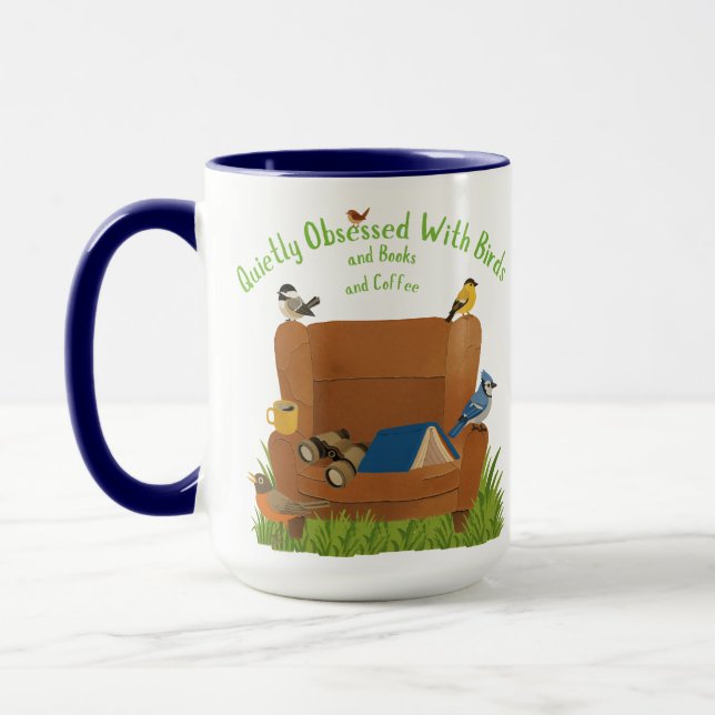 Caneca para Amante de Pássaros-Café-Leitor de Livr (Esquerda)
