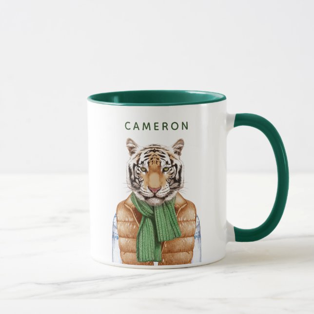 Caneca Para baixo o tigre da veste | adiciona seu nome (Direita)