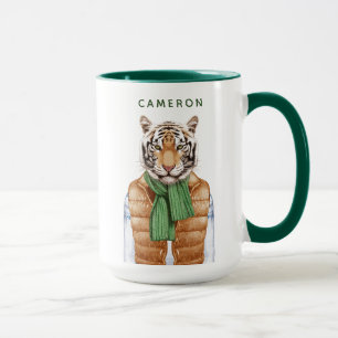 Caneca Para baixo o tigre da veste   adiciona seu nome