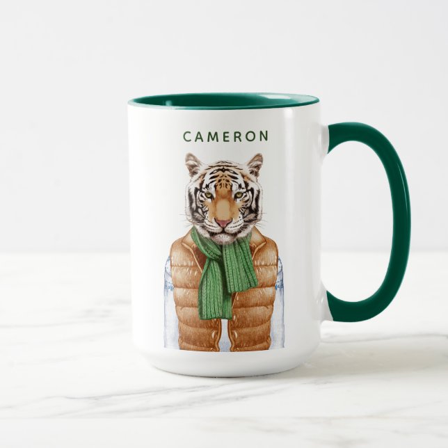 Caneca Para baixo o tigre da veste | adiciona seu nome (Direita)