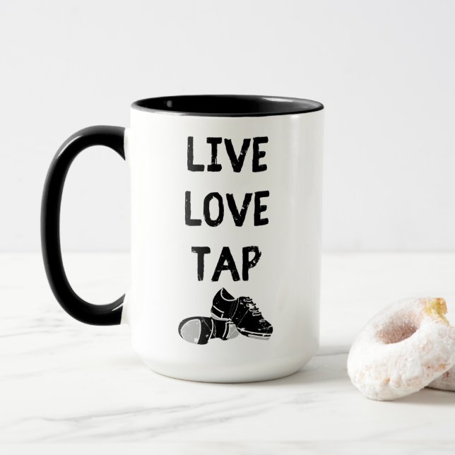 Caneca Para Dançarinos Tap Live Love Tap Graphic (Com Donut)