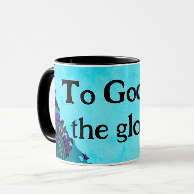 Caneca Para Deus seja a glória Peixe deixa Cinza Roxa (Frente Esquerda)