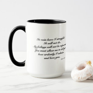 Caneca para esposa. Citação romântica/divertida, J