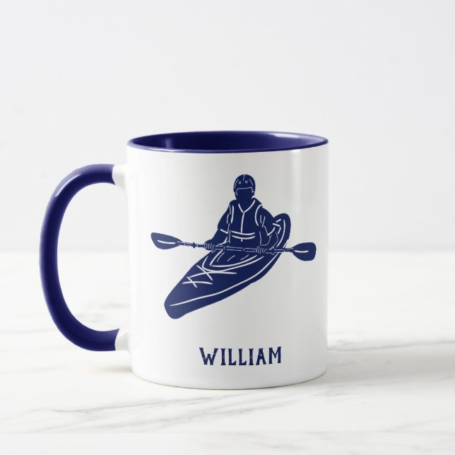 Caneca Para Kayakers Marinho Personalizado Blue Kayak (Esquerda)