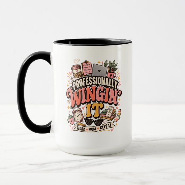 Caneca para Mãe que Trabalha e Voa Improvisando (Esquerda)