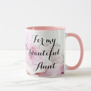 Caneca Para Minha Linda Tia Bonita em Rosa Floral