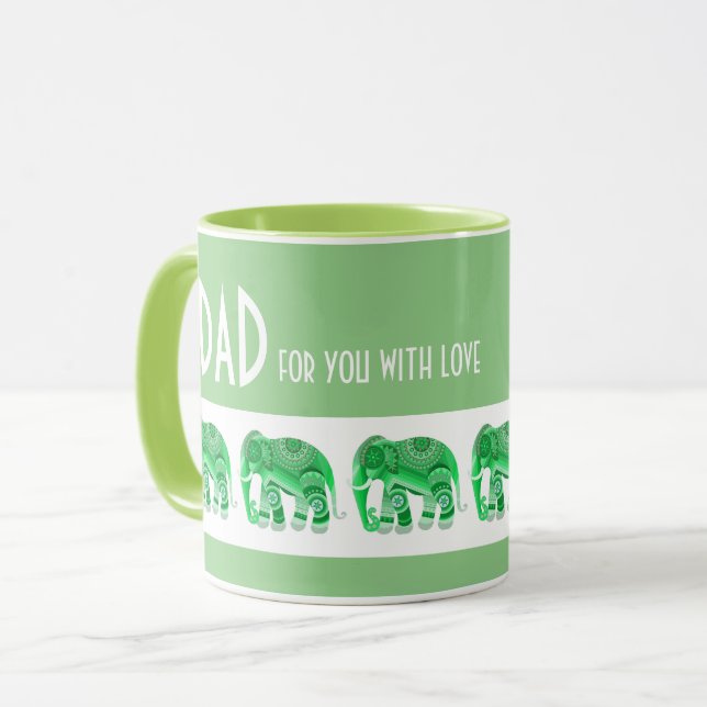 CANECA PARA O PAI COM ELEFANTES VERDES LEGAIS (Frente Esquerda)