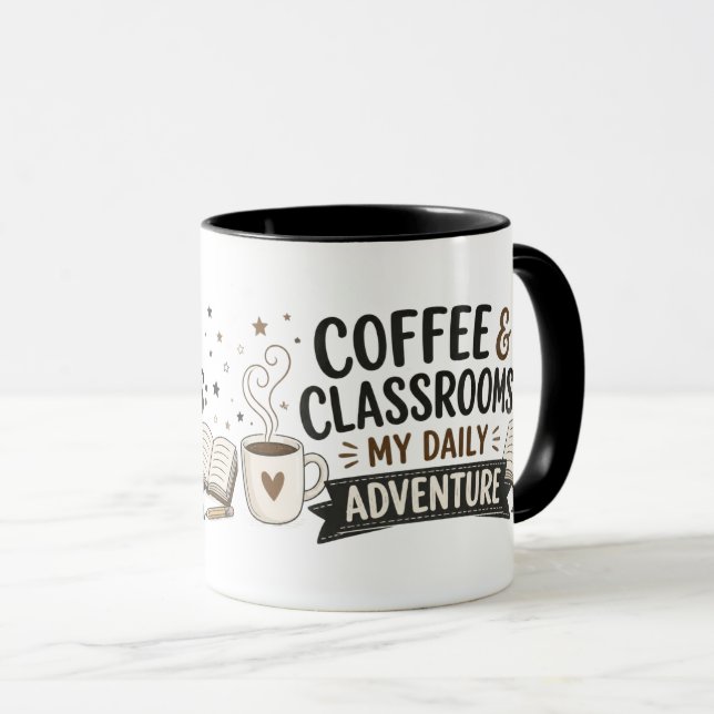 Caneca para Professores Café & Salas de Aula Minha (Frente Esquerda)