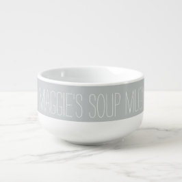 Caneca Para Sopa Branco de Cinzas de Nome Personalizado Simples