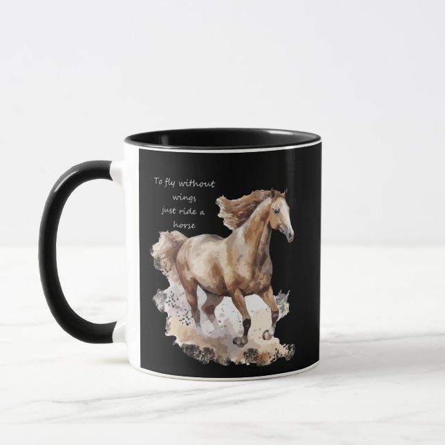 Caneca Para voar sem asas, basta cavalgar um cavalo (Esquerda)