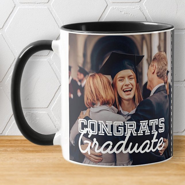 Caneca Parabéns Graduado Moderno Simples Personalizado Fo (Criador carregado)