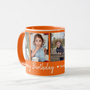 Caneca Parabéns Personalizado - Colagem de Fotos - Laranj