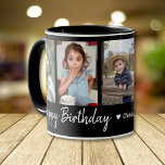 Caneca Parabéns personalizados, 5 Fotografias Collage Bla<br><div class="desc">Um presente de caneca de manutenção único para o aniversário de avós com tipografia feliz de aniversário e 5 fotos de netos com seus nomes.</div>