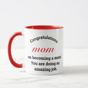 Caneca Parabéns, presente, Dia de as mães de tipografia d