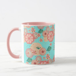 Caneca Parabéns Primavera Peach Flowers Garden Standard
