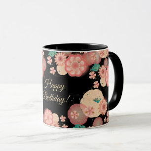 Caneca Parabéns Primavera Peach Flowers Garden Standard