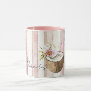Caneca Paraíso de Creme Rosa Flor de Orquídea de Coco Tro