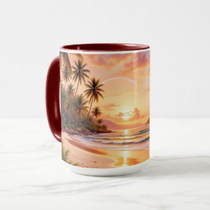 Caneca Paraíso Tropical da Ilha & Arco-íris Vibrante do P