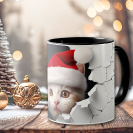 Caneca Parede Rachada de Gato de Papai Noel