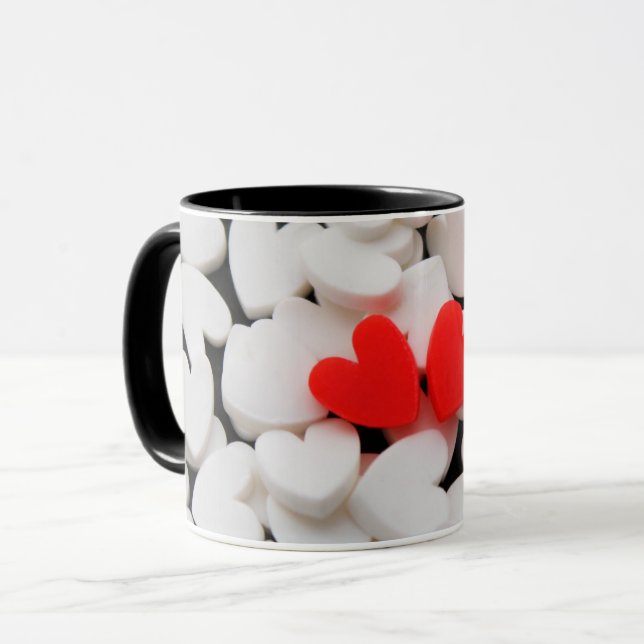 Caneca Pareja de corazones enamorados (Frente Esquerda)