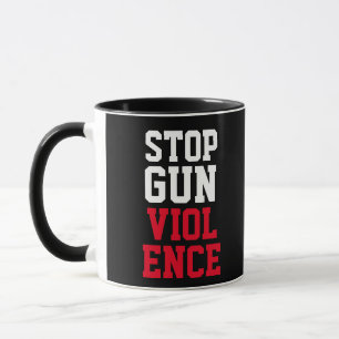 Caneca Parem com a violência contra armas e citações de m