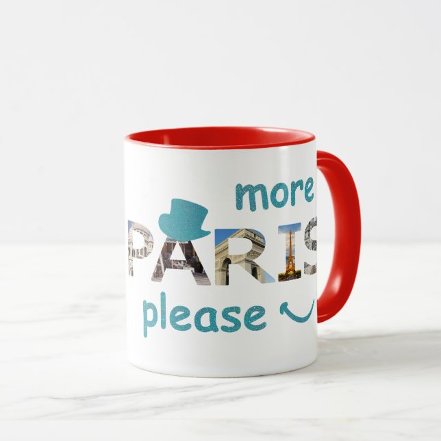 Caneca Paris atrai mais Paris, por favor, brilho azul (Frente Esquerda)
