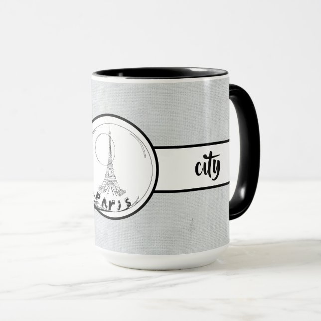 Caneca Paris City Elegant Linen Ringer 15oz (Frente Esquerda)