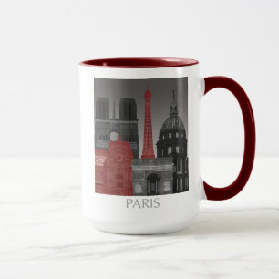 Caneca Paris Elevações por Noite - Vermelho