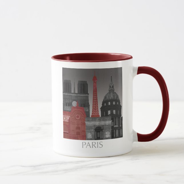 Caneca Paris Elevações por Noite - Vermelho (Direita)