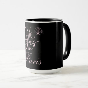 Caneca Paris rosa e preto