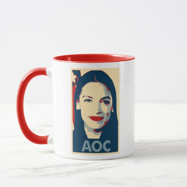 Caneca Paródia política do poster de Alexandria Ocasio (Esquerda)