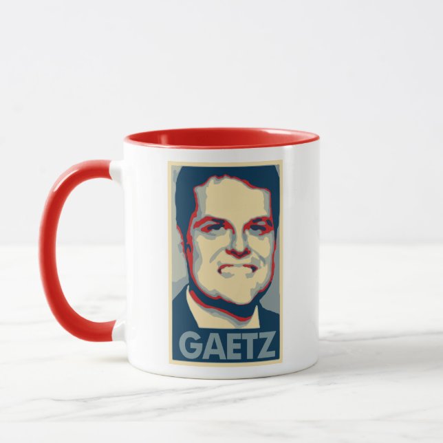 Caneca Paródia política do poster de Matt Gaetz (Esquerda)