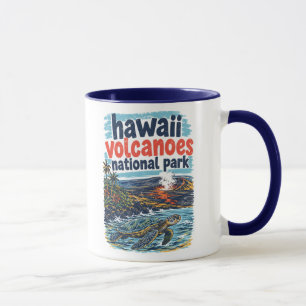 Caneca Parque Nacional dos Vulcões do Havaí Paisagem Retr