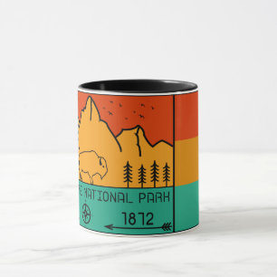 Caneca Parque Nacional Yellowstone Retro Wyoming EUA Biso