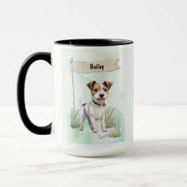 Caneca Parson Russell Terrier Watercolor Personalized Dog