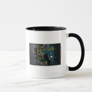 Caneca Parte dianteira de oceano na noite, parque do
