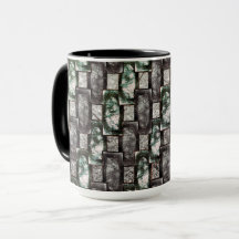 Partes retangulares de cinzas verdes, cardadas e m