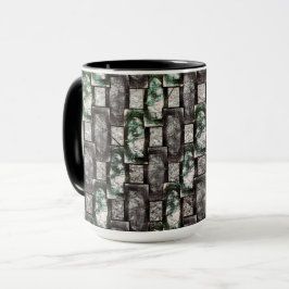 Caneca Partes retangulares de cinzas verdes, cardadas e m