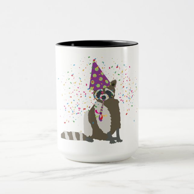 Caneca Partida de guaxinim - Animais com festa (Centro)
